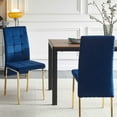 thumbnail image 3 of Dining Chairs Set of 4, Velvet Upholstered Accent Chairs with Tufted Back and Gold Metal Legs, 4-Pieces Modern Chairs High Back Nordic Kitchen Chairs for Dining Room Kitchen Vanity Patio, Dark Blue, 3 of 6