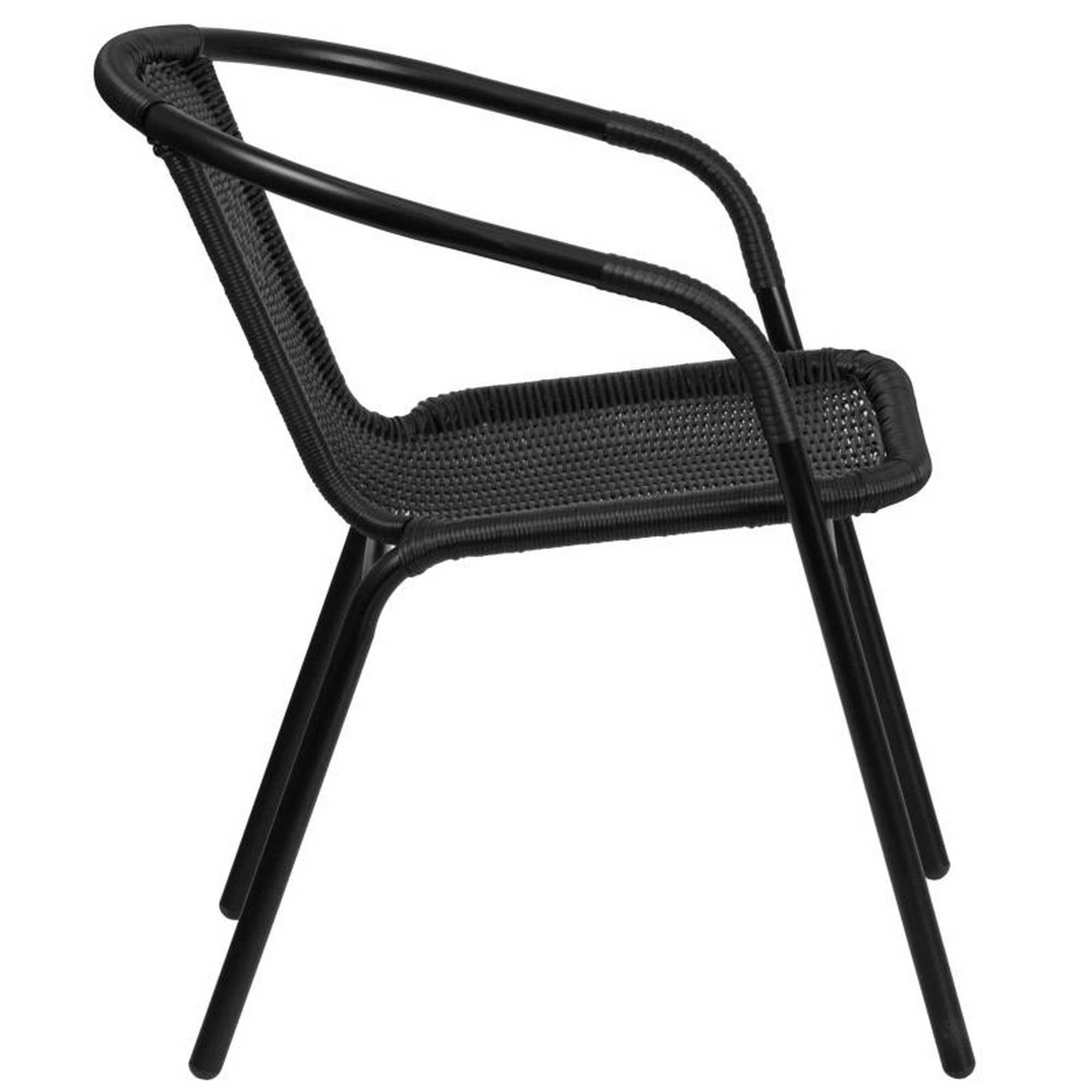 Flash Furniture Lila 2 Pack Black Rattan Indoor-Outdoor Restaurant Stack Chair - image 5 of 16