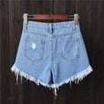 thumbnail image 4 of Women's Ripped Jeans Shorts High Waisted Stretchy Summer Solid Breasted Sexy Perforated A Wide Leg Denim Trendy Casual Shorts S-5XL, 4 of 4