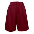 thumbnail image 4 of Stephy Womens Casual Solid Elegant Zipper Waist Suit Shorts Pants Elastic Waist Side Pockets Business Shorts, Red, L, 4 of 6