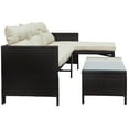 thumbnail image 5 of Patio Furniture Set, 3 Pieces Outdoor PE Rattan Sofa Set, Patio Black Wicker Conversation Loveseat Sectional Couch Beige Cushion, 5 of 9