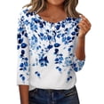 thumbnail image 3 of Zeagoo Womens Spring Tops 3/4 Sleeve Crew Neck T-Shirts Summer Business Dressy Work Blouses Vacation Tops, 3 of 6