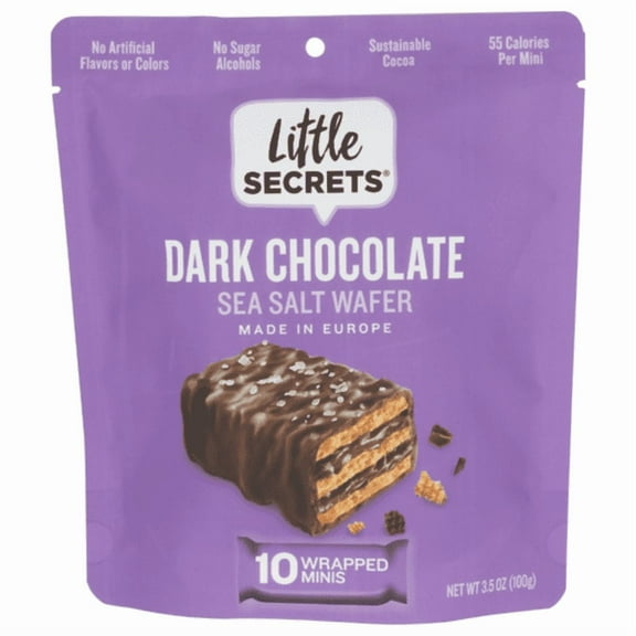 Little Secrets 10 Pack Dark Chocolate Sea Salt Mini Crispy Wafers 10 ct - Pack of 2