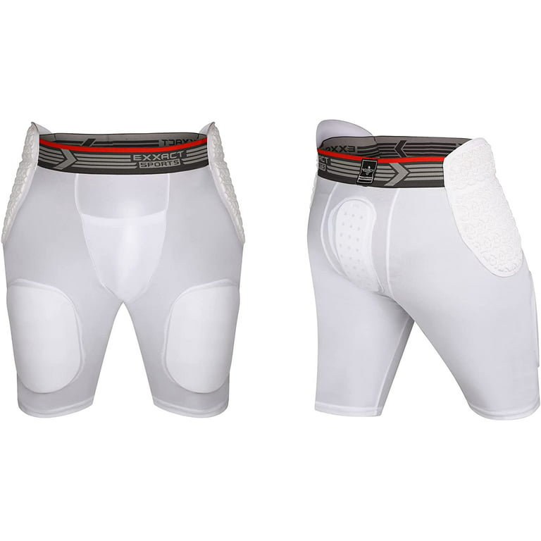 Exxact Sports 'Rebel' 5-Pad Adult Football Girdle w/Integrated Hip, Thighs  and Tailbone Pads, w/Cup Pocket