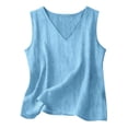 thumbnail image 4 of Tisuna Little Girls Summer T-Shirts Solid Color Sleeveless V Neck Tops Comfortable Lightweight Toddler Youth Kids Casual Dailywear Sky Blue Size 13-14 Years, 4 of 4