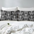thumbnail image 4 of Damask Gothic Bed Sheets Adults Antique Victorian Fitted Sheet Full,Black White Sugar Skull Sheets Vintage Flowers Goth Bed Set,Exotic Bone Skeleton Bohemian Baroque Decor（No Top Sheet）, 4 of 6