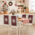 thumbnail image 2 of Christmas Snowflake Chair Covers Set of 1 Red Beige Buffalo Plaid Winter Snow Chair Back Covers Stretch Removable Washable Slipcovers Protector for Dining Room Kitchen Party Decor, 2 of 5