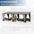 thumbnail image 2 of ASJMR 10x24FT Wall Mounted Gazebo with Polycarbonate Roof,Metal Frame Lean to Gazebo With Double Curtains for Garden Lawn Backyard Deck,Sand, 2 of 7