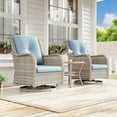 thumbnail image 2 of Meetleisure Outdoor Swivel Rocker Wicker Patio Chairs Sets of 2 With Table, Sky Blue, 2 of 6