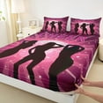 thumbnail image 3 of jejeloiu Cheerleader Slihouette Full Size Sheets,Pink Disco Ball Bed Sheets,Stars Pattern Sheet Sets For Girls Teens,Ultra Soft Home Decor,4 Pieces, 3 of 7