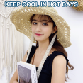 thumbnail image 4 of Hat circumference 56-58cm straw hat female beach big brim foldable seaside outing vacation sunscreen sun hatBeige, 4 of 5