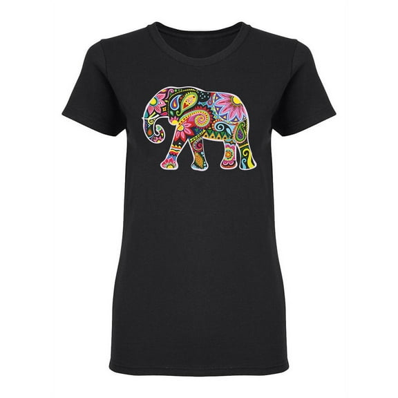 Decorative Elephant Design Shaped T-Shirt Women -Image by Shutterstock, Female XX-Large