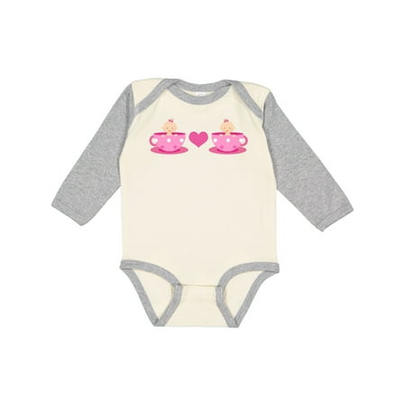 

Inktastic Tea Cup Twin Girls Gift Baby Girl Long Sleeve Bodysuit