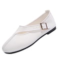 thumbnail image 2 of Samdudou Dress Shoes for Women Closed Toe Round Front Slip On Flats Unique Asymmetrical Buckle Strap Woven Textured Fabric Minimalist Aesthetic Everyday Footwear, 2 of 9
