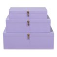 thumbnail image 5 of Cosmos Nesting Boxes, Set of 3 – Pastel Lilac Shagreen Leather Storage Boxes with Brass Pulls, Decorative Organizer, 5 of 6