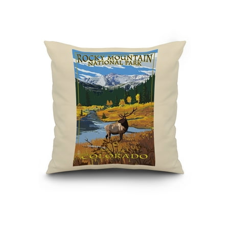 Rocky Mountain National Park, Colorado - Mummy Range - Elk - Lantern Press Artwork (20x20 Spun Polyester Pillow, White