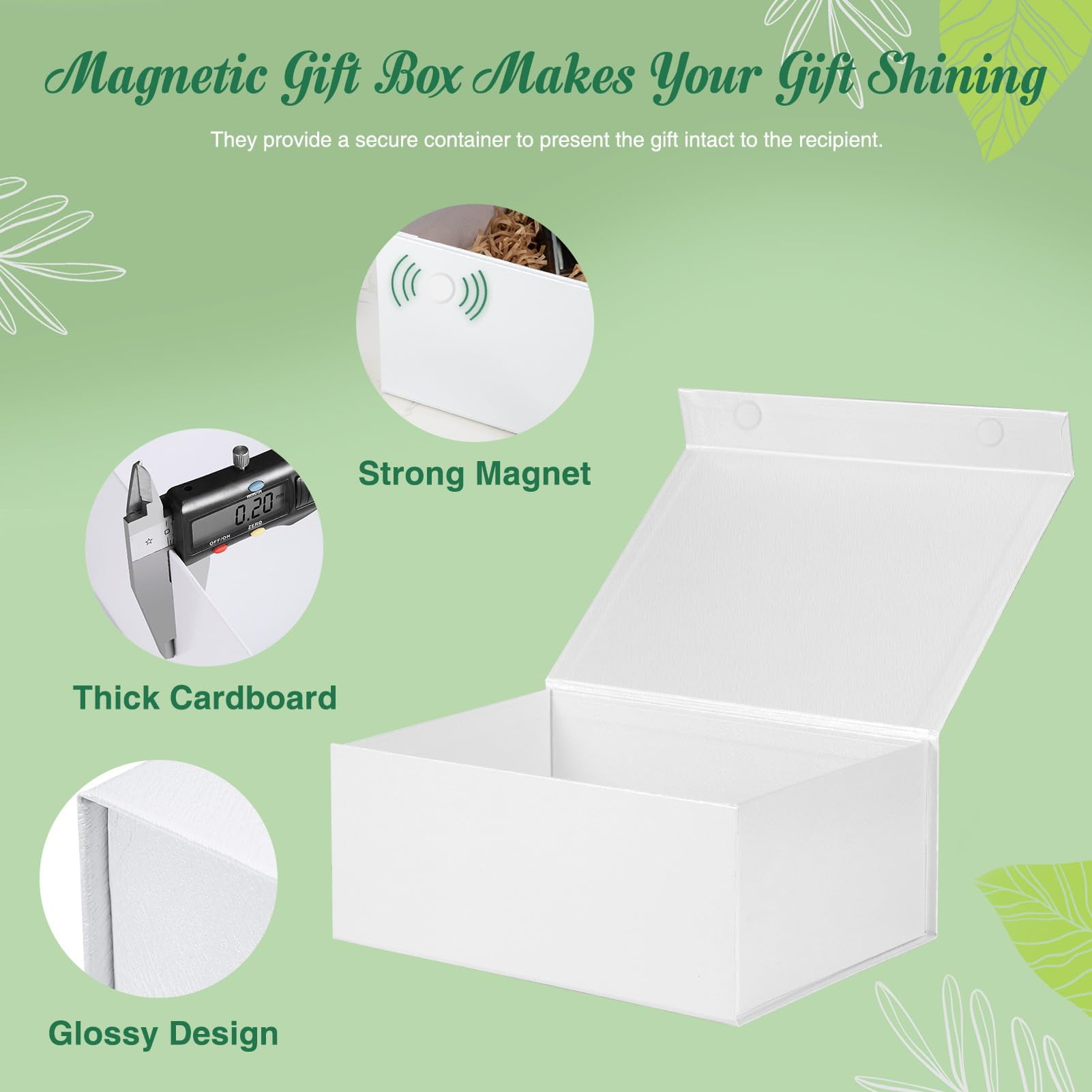 ACSTEP 5 Pack Magnetic Closure Gift Boxes, Ideal Christmas