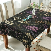 Yayeee Tablecloths 60" x 108" Rectangle Wrinkle Resistant Party Table Cover, Purple Floral Pattern