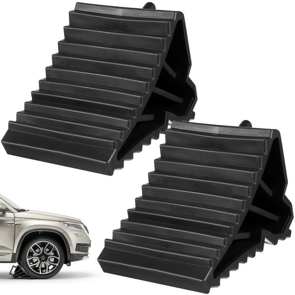 Toyandona 2Pcs Solid Black Tire Triangle Pads with Non Slip Bottom for Car Use