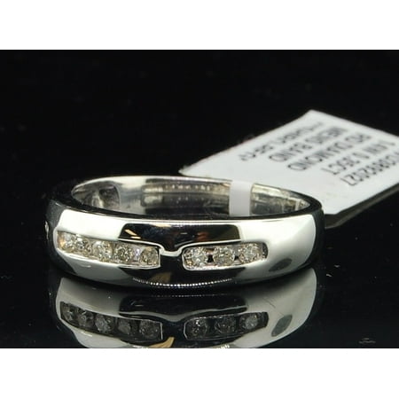 Diamond Wedding Band 14K White Gold Round Cut Mens Engagement Ring 0.35 Ct