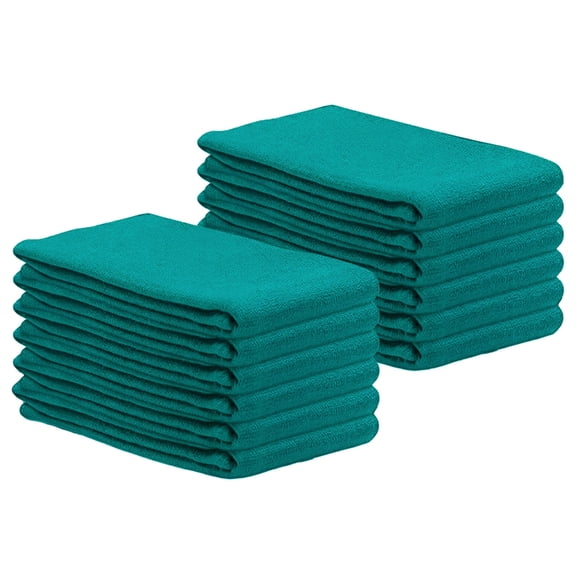 SupremePlus Premium Huck Towels 15" x 27" Window Commercial Lint-Free Multipurpose 100% Cotton Household Cleaning Cloths & Wipes, Green, 12 Count