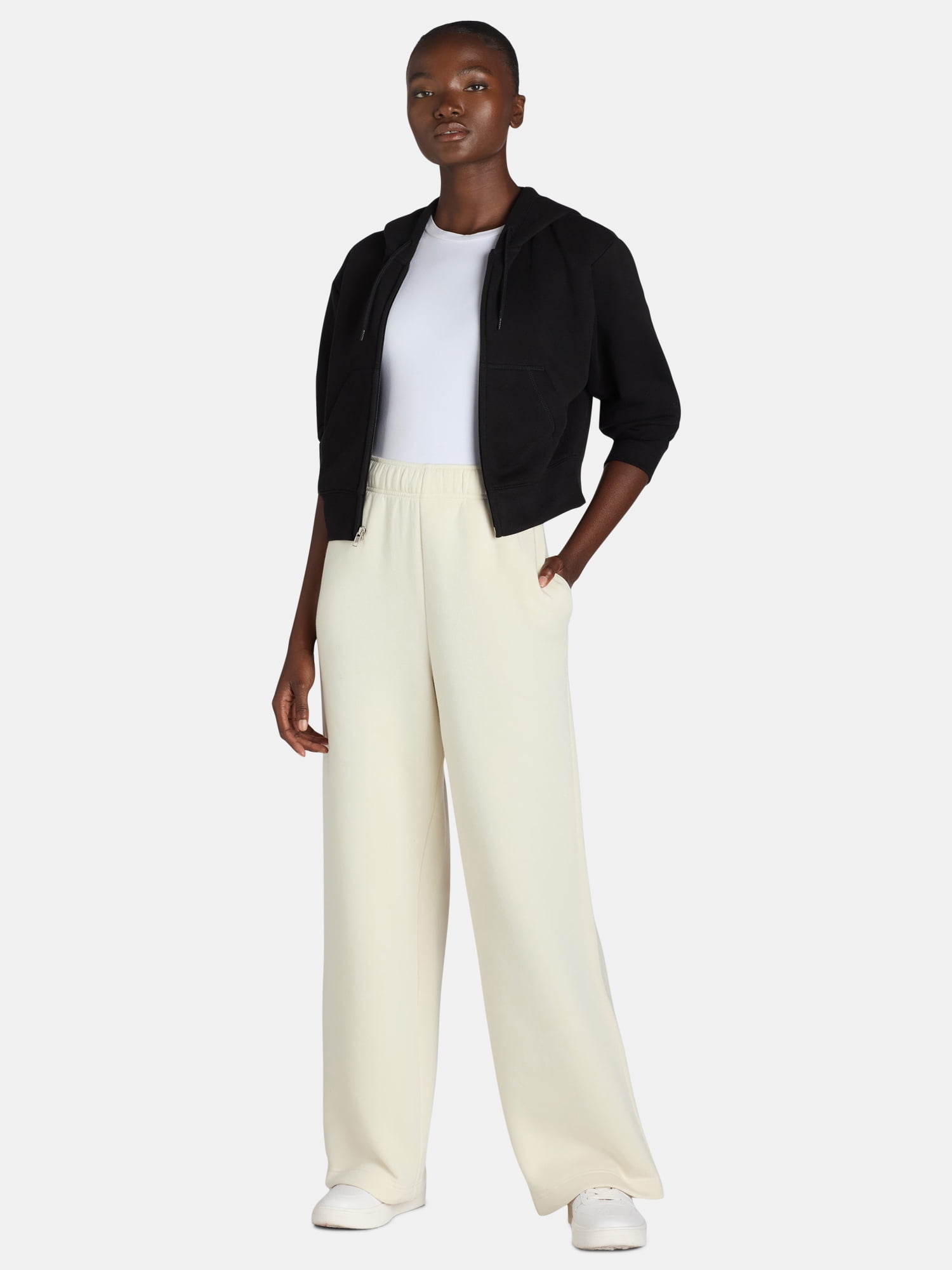 No Boundaries Soft Fleece Wide Leg Pants, 30” Inseam, 1 or 2-Pack, Women’s XXS-4X