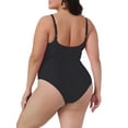 thumbnail image 4 of DARING DIVA Plus Size Tummy Control Cutout High Waisted Swimwear 4X Black, 4 of 5