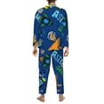 thumbnail image 5 of Kll Dinosaur In Space Sleepwear Mens Flannel Pajamas,Long Cotton Pj Set, 5 of 9