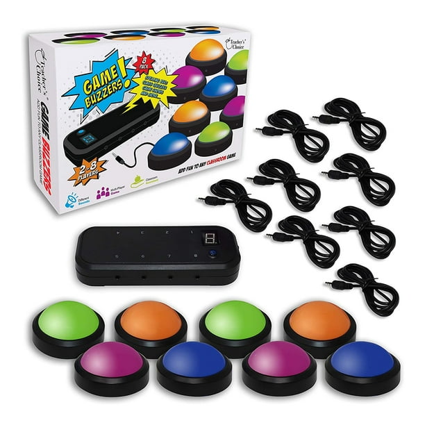 8 Pack Game Buzzer System with Lights, Stickers Included