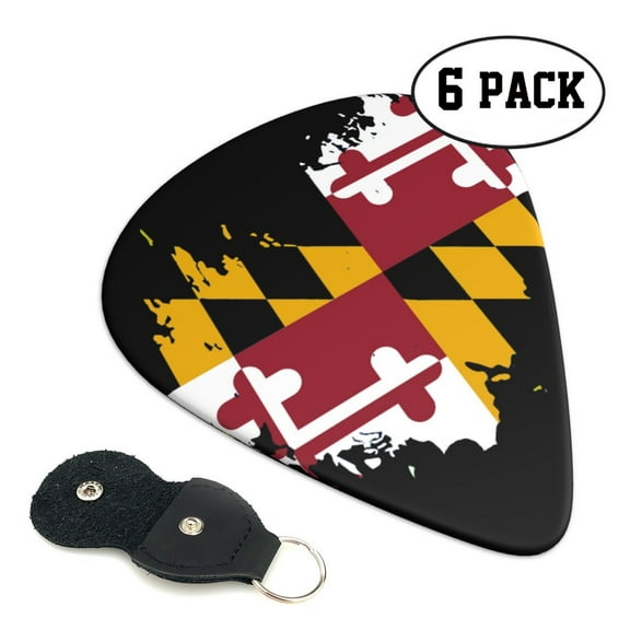 6pcs Set Maryland Flag Heart Guitar Picks Plectrums for Bass Electric Guitar Acoustic Guitar Lovers Guitarists