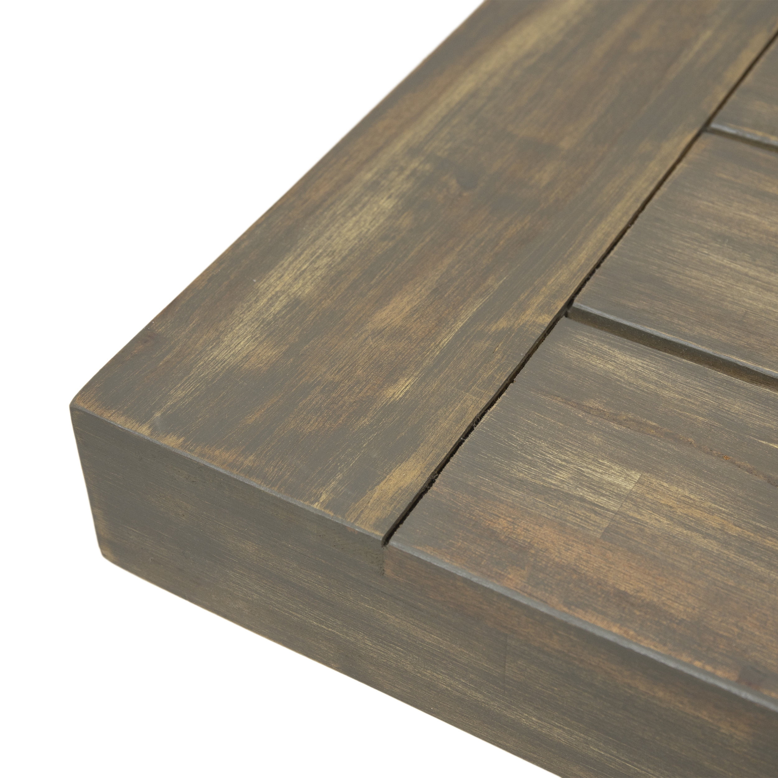 Outdoor Patio Rest Bench, Acacia Wood Frame Combined with Retro Metal Structure for Garden Deck, Grey and Rustic Metal
