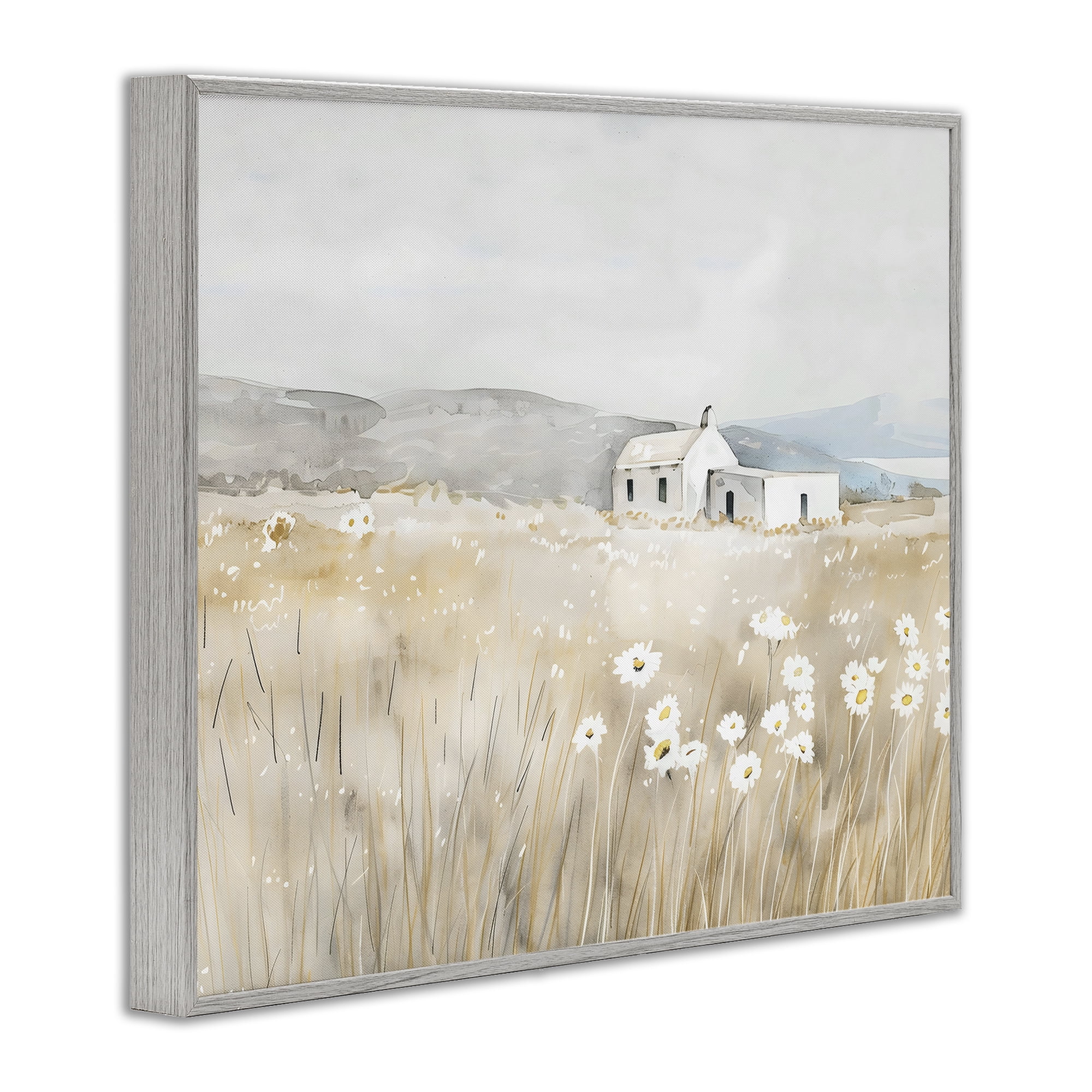 Stupell Industries Rustic Landscape Daisy Meadow Gray Framed Giclee Art, design by Creative Studio