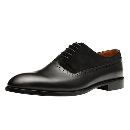 

Santimon Men Leather Dress Shoes Brogue Oxford Shoes Lace Up Formal Business Shoes Black 11.5 US