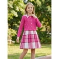 thumbnail image 7 of PureChapter Girls' Clothing Sets Long Sleeve Ribbed Cardigan & Plaid Sleeveless Pleated Dress 2-Piece Fall Outfit with Belt & Bow 7-8 Years, 7 of 7