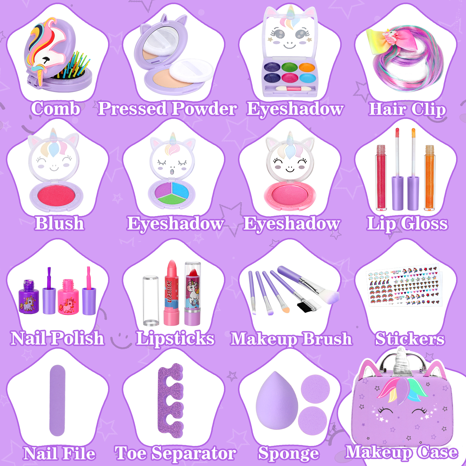 Sendida Kids Washable Makeup Set with Unicorn Case photo 3