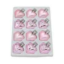CuiLiyq Christmas Ornaments Set, 12 PCS Plastic Electroplated Heart Shaped Christmas Tree Pendant, Hanging Ornaments for Xmas Trees Holiday Party Decor (Pink)