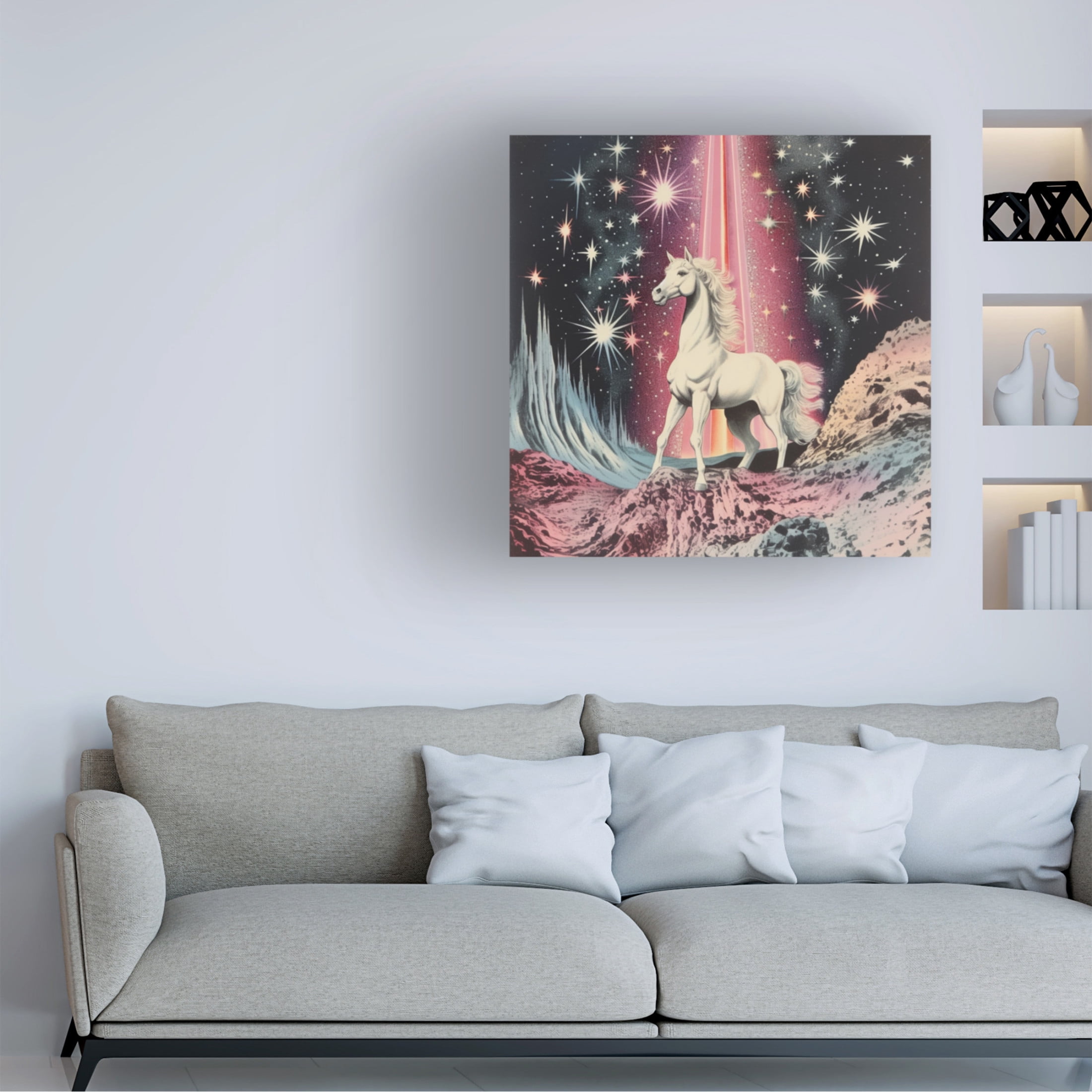 Canvas Wall Art - Samantha Hearn '1980S Magical Horse Collage Art' Wall Art for Living Room, Bedroom, or Office D?cor by Trademark Fine Art - 24 x 24 Inches