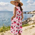 thumbnail image 2 of Garronmavis Couple Outfits Matching Sets Short Sleeve Shirt for Men Size S Pink Strawberry Summer Beach Shirts and Women Beach Vacation Casual Sundress Mini Tank Dress, 2 of 7