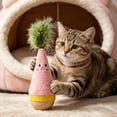 thumbnail image 4 of Wooden Wobble Cat Toy, Natural Beechwood Self-Righting Tumbler – Carrot Kicker, Interactive Silent Cat Toy for Indoor Cats, Battery-Free Plush, Aesthetic Home Decor Gift (Pink), 4 of 7