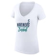 thumbnail image 2 of Women's G-III 4Her by Carl Banks White Seattle Mariners Super-Slim Fit Lightweight Team Graphic V-Neck T-Shirt, 2 of 3