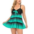 thumbnail image 2 of VBARHMQRT Plus Size Swimsuit Cover up Women's Tummy Ruffles Print Swimsuit Plus Size Skirt Blouse Split Swimsuit Swim Skirt Set Maternity Swimsuit Large Chest, 2 of 9