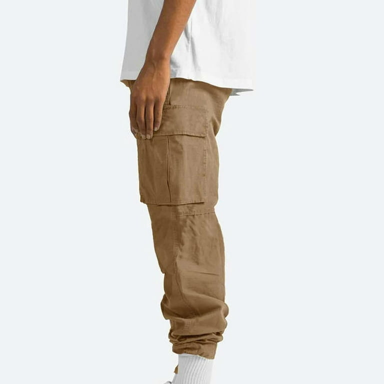 Men Cargo Pants Loose Elastic Waist Oversized Khakis Trousers
