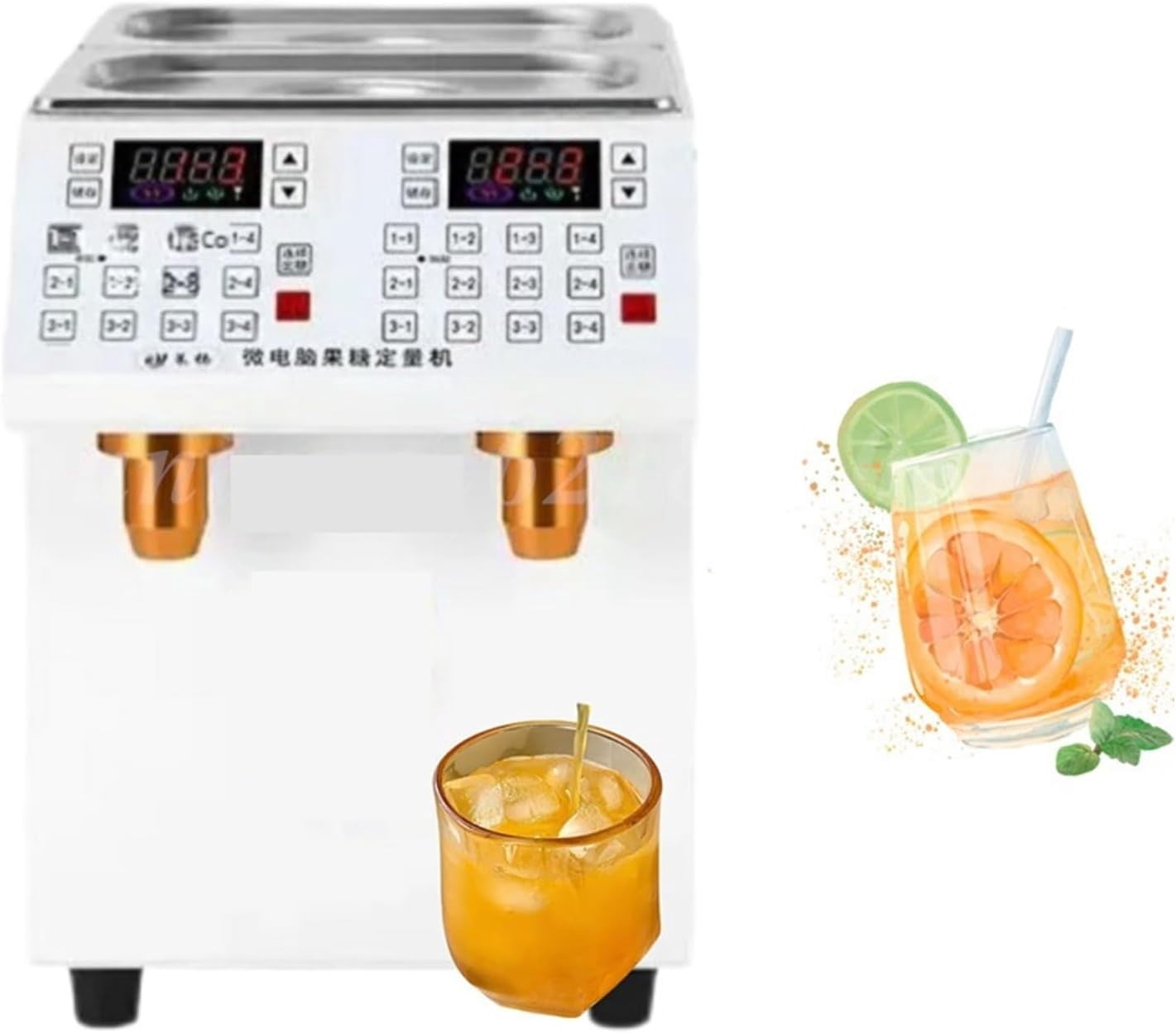 Gamvdout Soda Dispenser Machine, Fructose Dosing Machine Double Cylinder Fructose Machine Small Automatic Syrup Dosing Machine Milk Tea Shop Special Equipment