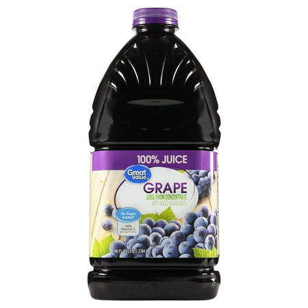 Great Value 100% Fruit Juice, Grape, 96 Fl Oz, 1 Count