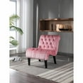 thumbnail image 4 of Silla / silla de ocio de la sala de estar sin acento de terciopelo moderno, silla cómoda de botón de tela tapizada con piernas de madera para el dormitorio, 4 of 5