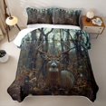 thumbnail image 2 of Castle Fairy Autumn Leaves Whitetail Deer Quilt King for Boys,Woodland Animal King Coverlet Set,Brown Orange Cream, 2 of 7