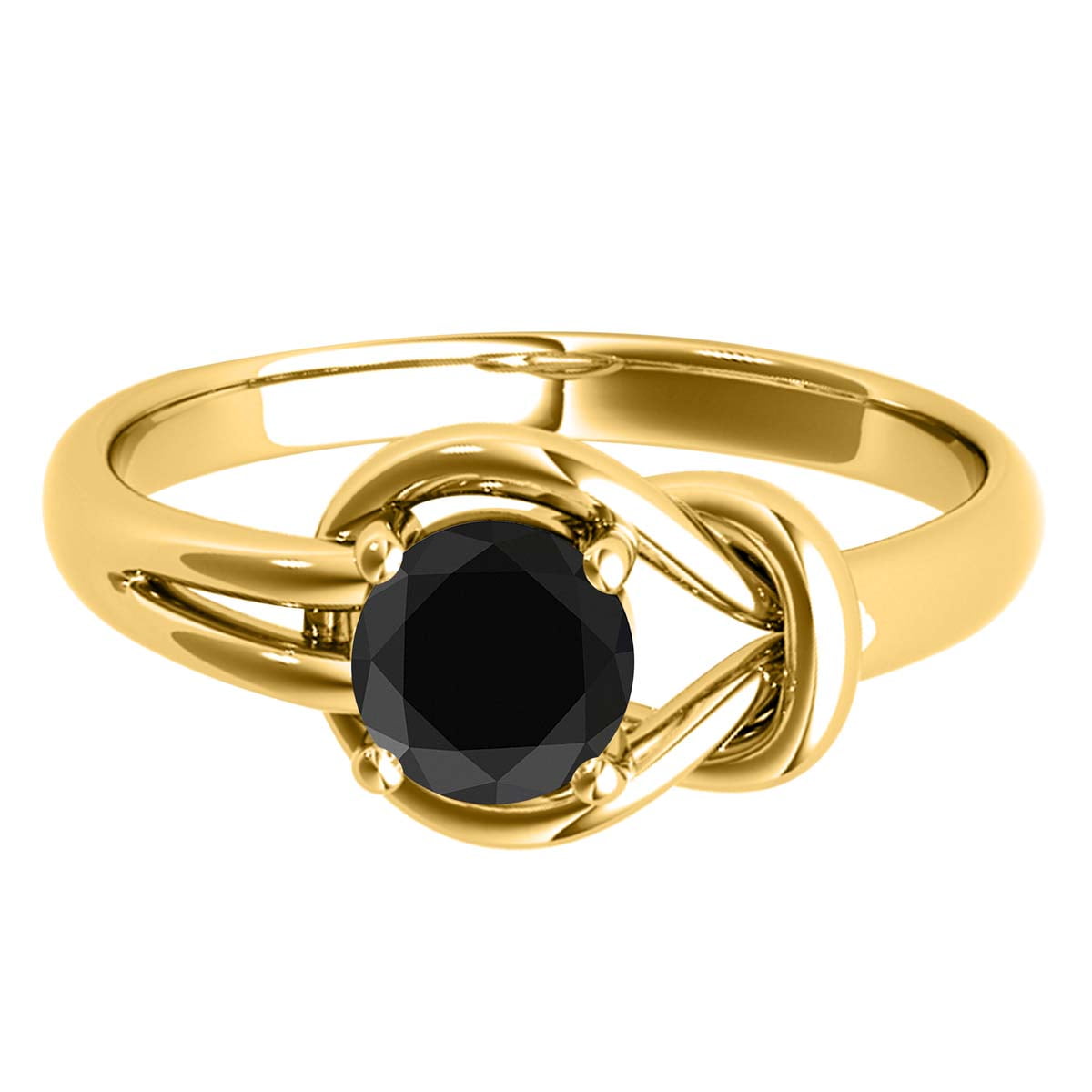 MauliJewels 1.00 Carat Natural Black Diamond Engagement Ring for Women | Round Black Diamond Solitaire | 14K White Gold, Rose Gold, Yellow Gold | Statement Bridal Ring
