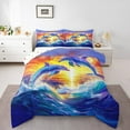 thumbnail image 2 of Erosebridal Couple Dolphin Bedding Twin Comforter Set, Ocean Wave Down Comforter, Romantic Sunset Decor, Breathable 2pcs, 2 of 8