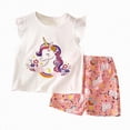 thumbnail image 4 of TOWED22 Toddler Baby Girl Summer Clothes 3 6 9 12 18 24 Months Cotton Outfits Short Sleeve Contrast T-Shirts Tops Shorts Sets(White,1-2 Y), 4 of 4