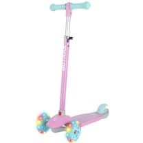 GOTRAX Bobloo 3-Wheel Light-Up Kick Scooter for Boys and Girls Ages 3~8, LED Lighted Ride on Toys for toddlers, Pink